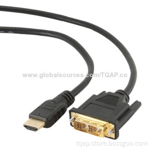 HDMI to DVI 18+1-pin single-link male-male black cable with gold-plated connectors, 10m